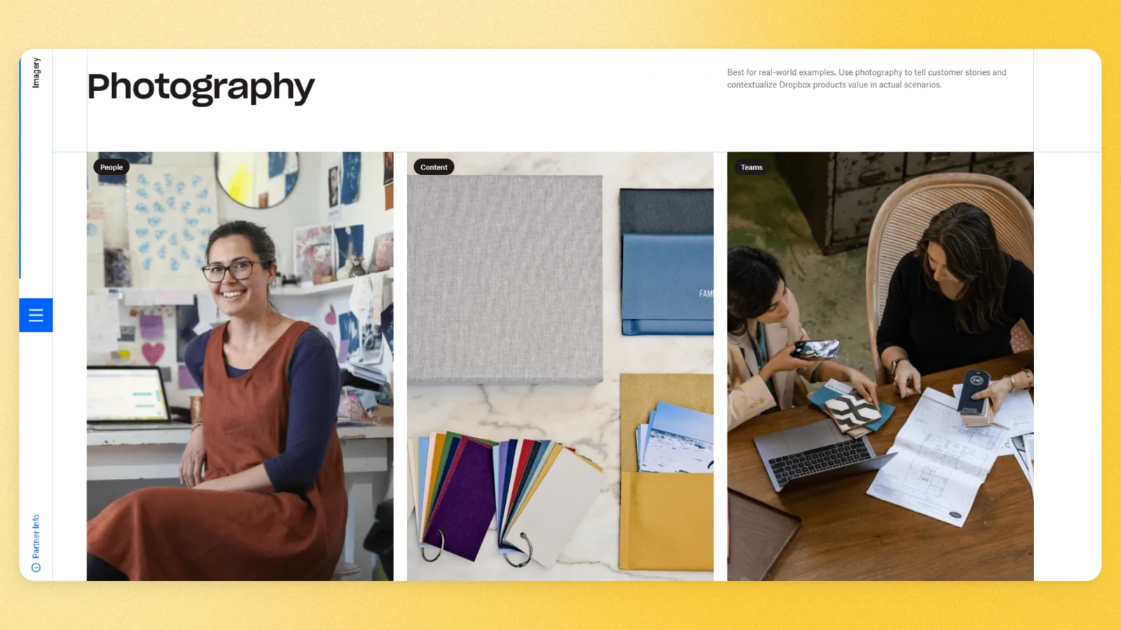 Dropbox photography section example