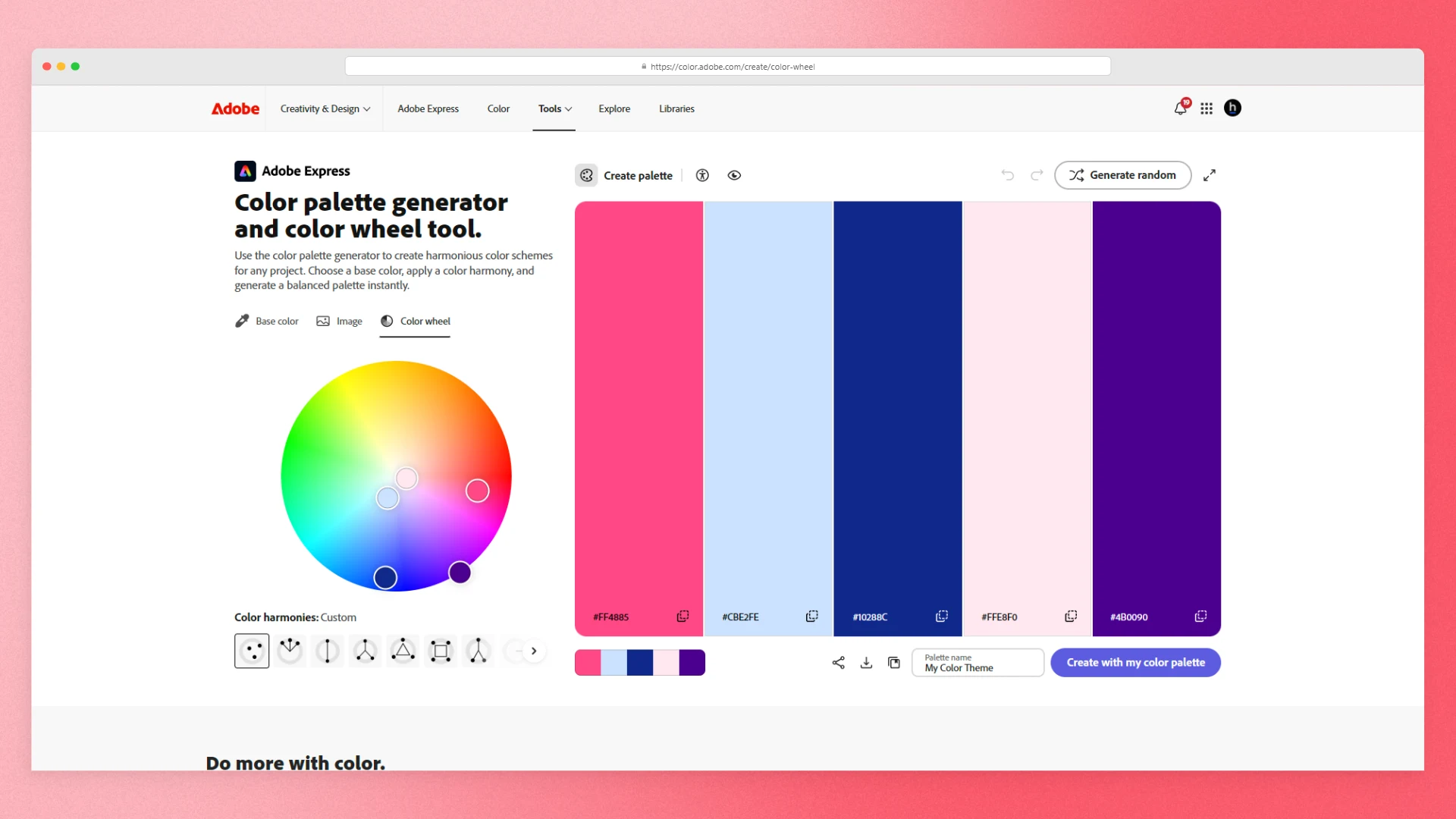 Adobe Color palette generator and color wheel