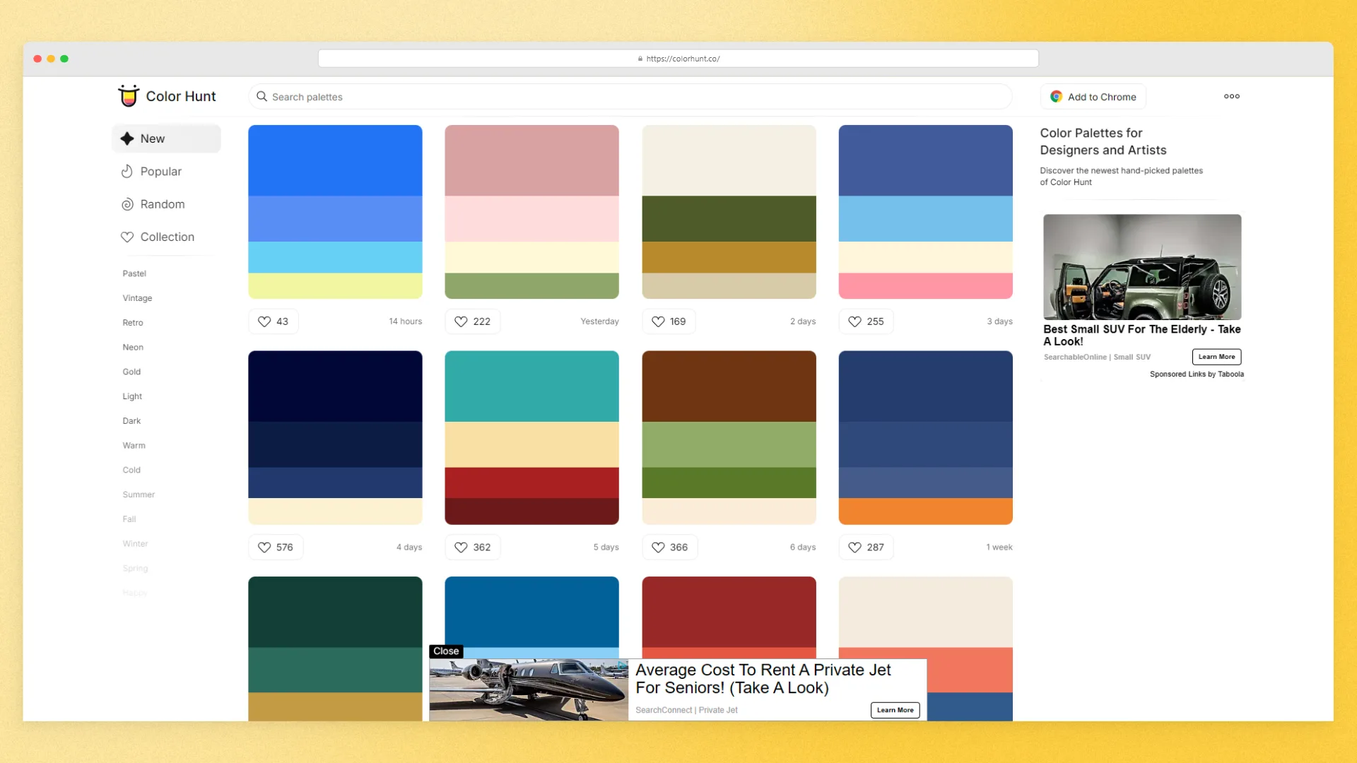 Color hunt color palettes collection