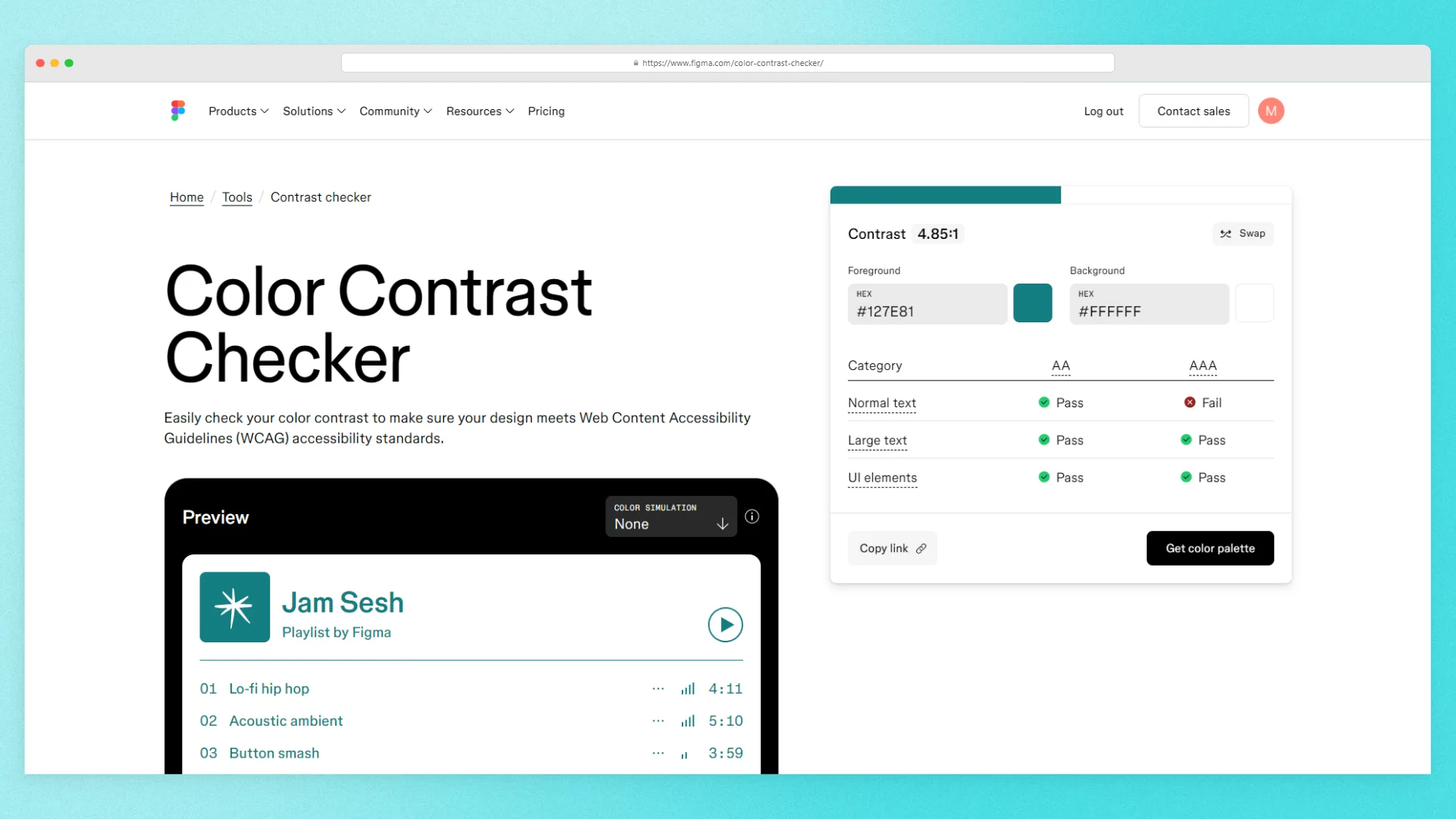 Figma color contrast checker example